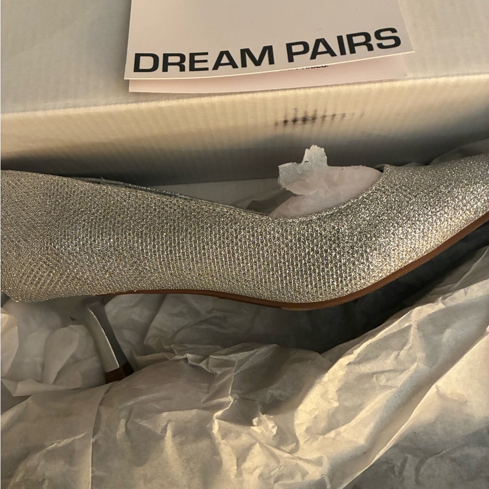 Dream Pairs Shimmering Silver Heels